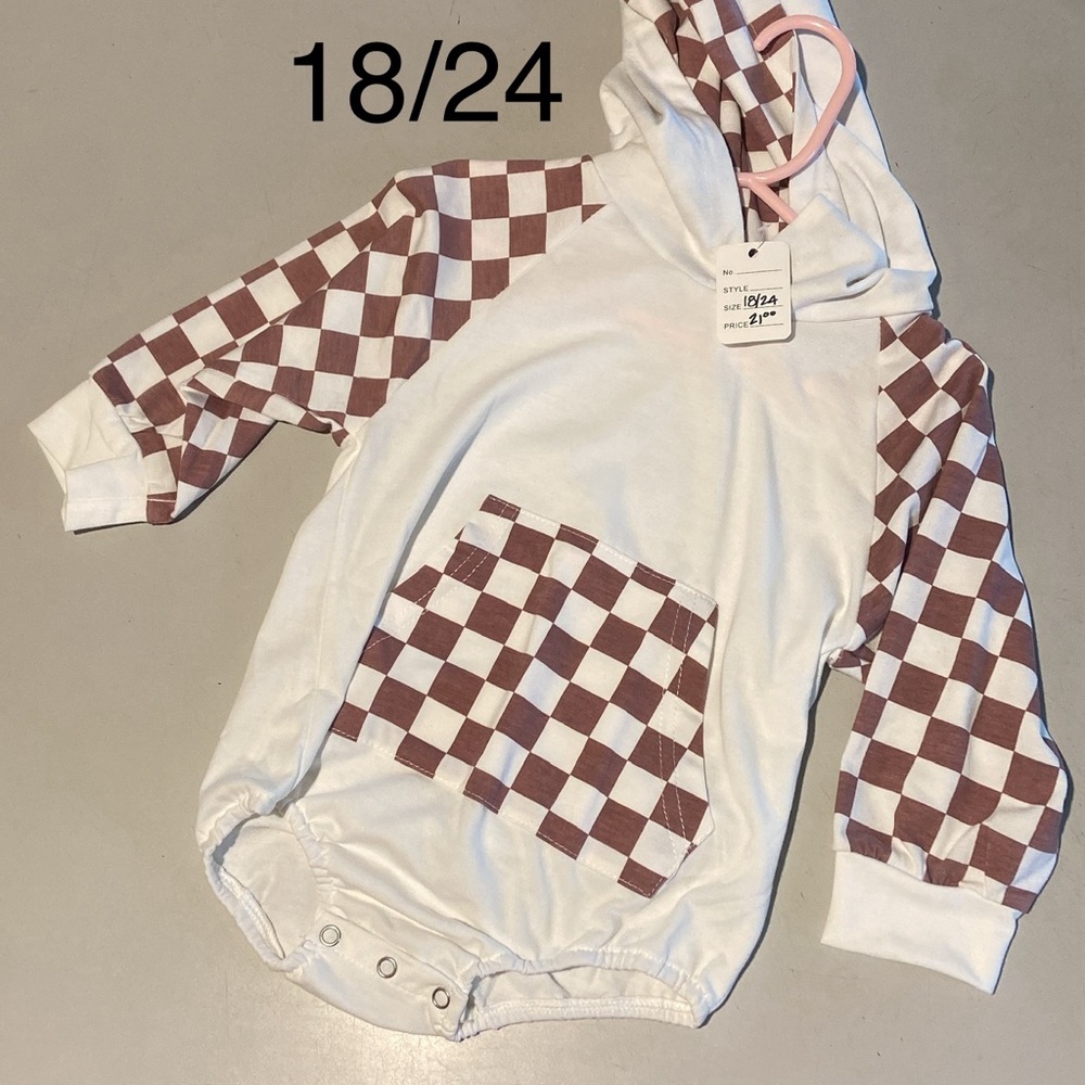 Small shop Checkered Hoodie Romper